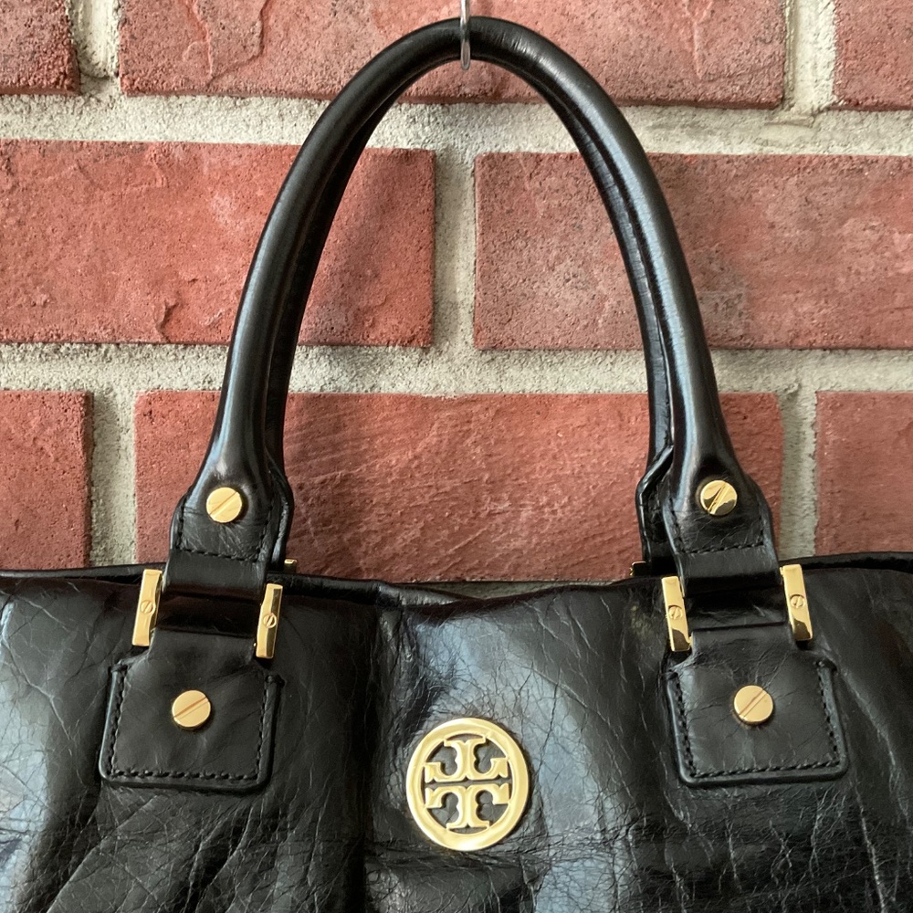Tory Burch Black “Dena Distressed Leather Handbag - Picture 3 of 16